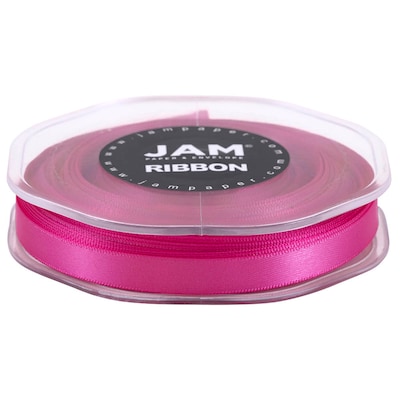 JAM Paper® Double Faced Satin Ribbon, 3/8 Inch Wide x 25 Yards, Shocking Pink, Sold Individually (803SASHPI25)