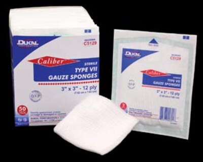 Dukal Gauze Sponge, Type VII, Sterile, 4 x 4, 12-Ply, 100/Box (C5139)