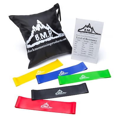 Black Mountain Products Loop Resistance Exercise Bands Set of 5 with Carrying Case