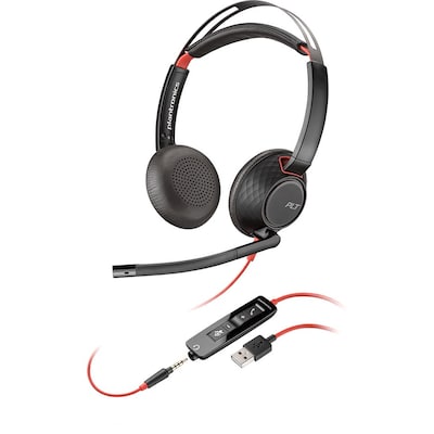 Plantronics Blackwire 5220 USB-A Wired Noise Canceling Stereo On Ear Computer Headset, Black  (20757
