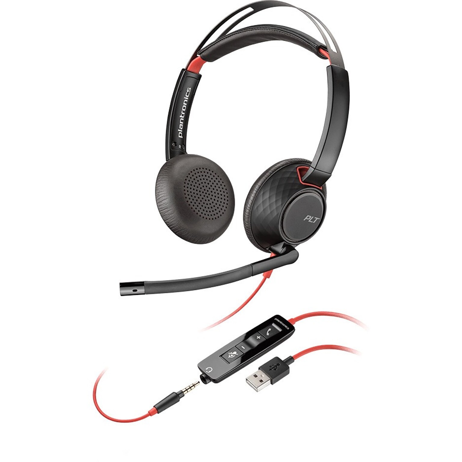 Plantronics Blackwire 5220 USB-A Wired Noise Canceling Stereo On Ear Computer Headset, Black  (207576-01)