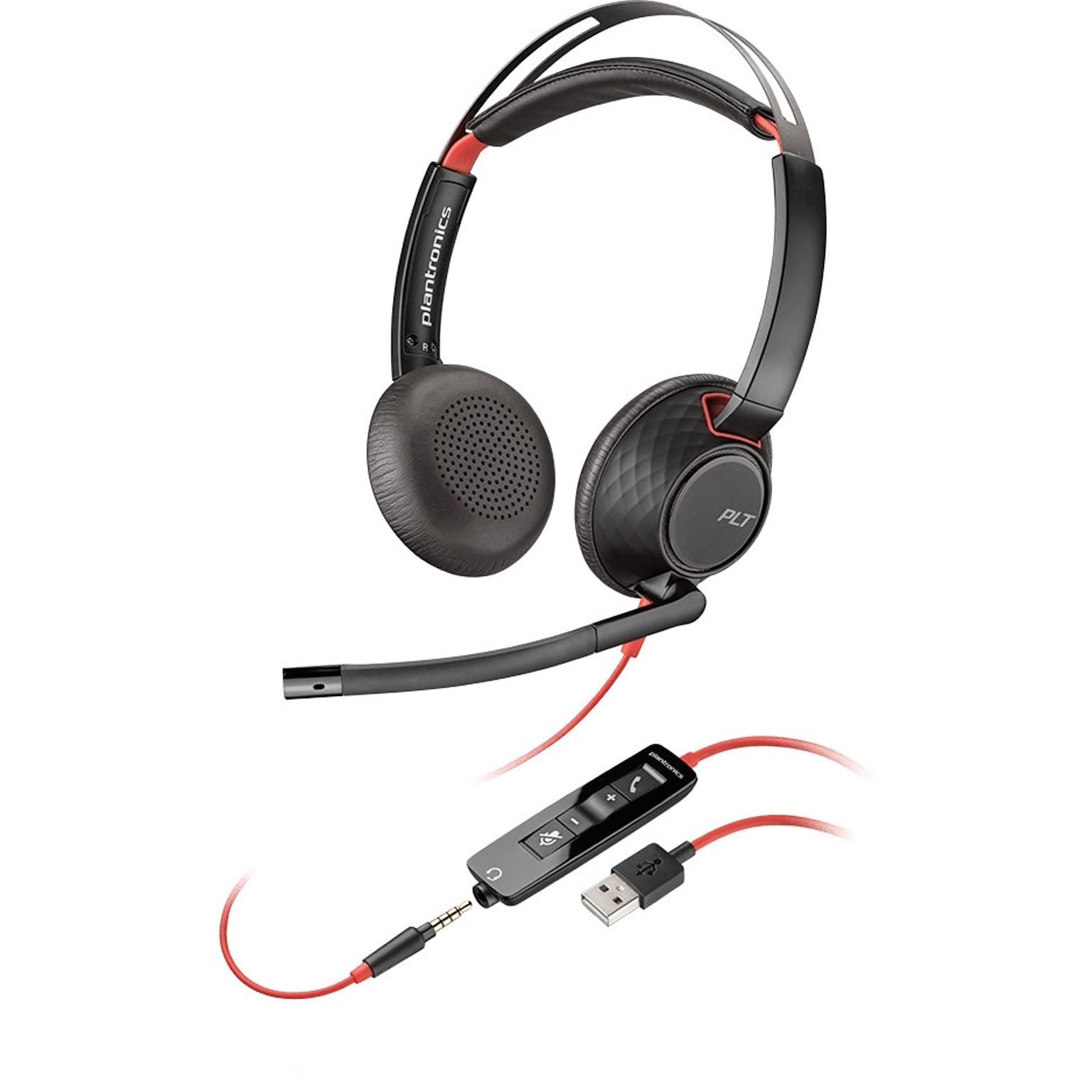 Plantronics Blackwire 5220 USB-A Wired Noise Canceling Stereo On Ear Computer Headset, Black (207576-01)