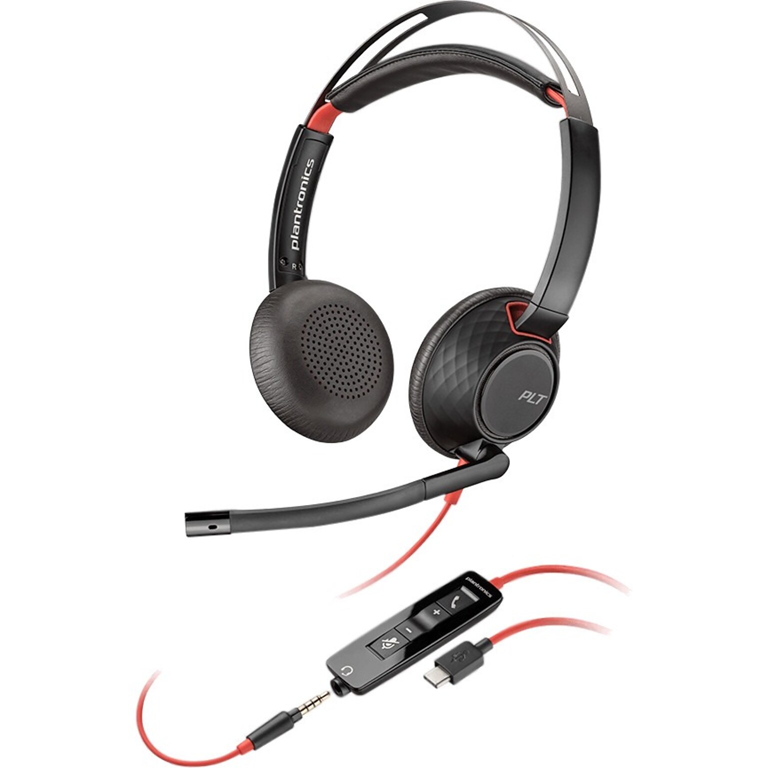Plantronics Blackwire 5200 USB-C Wired Noise Cancelling Stereo On Ear Computer Headset, Black (207586-01)