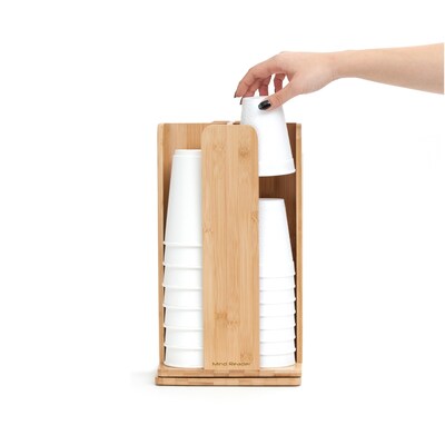 Mind Reader Tawny Spinning Cup and Lid Holder, Bamboo wood (CUPDISBM-BRN)