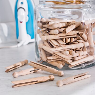 Honey Can Do Round Wooden Clothespins, 100 Pack (DRY-01389)