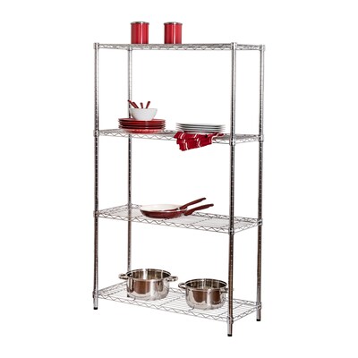 Honey Can Do 4-Tier Commercial Grade Adjustable Storage Shelves, Steel, 36 W, Chrome (SHF-01456)