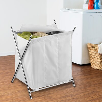 Honey Can Do Folding Triple Laundry Sorter, White/Chrome (HMP-01236)