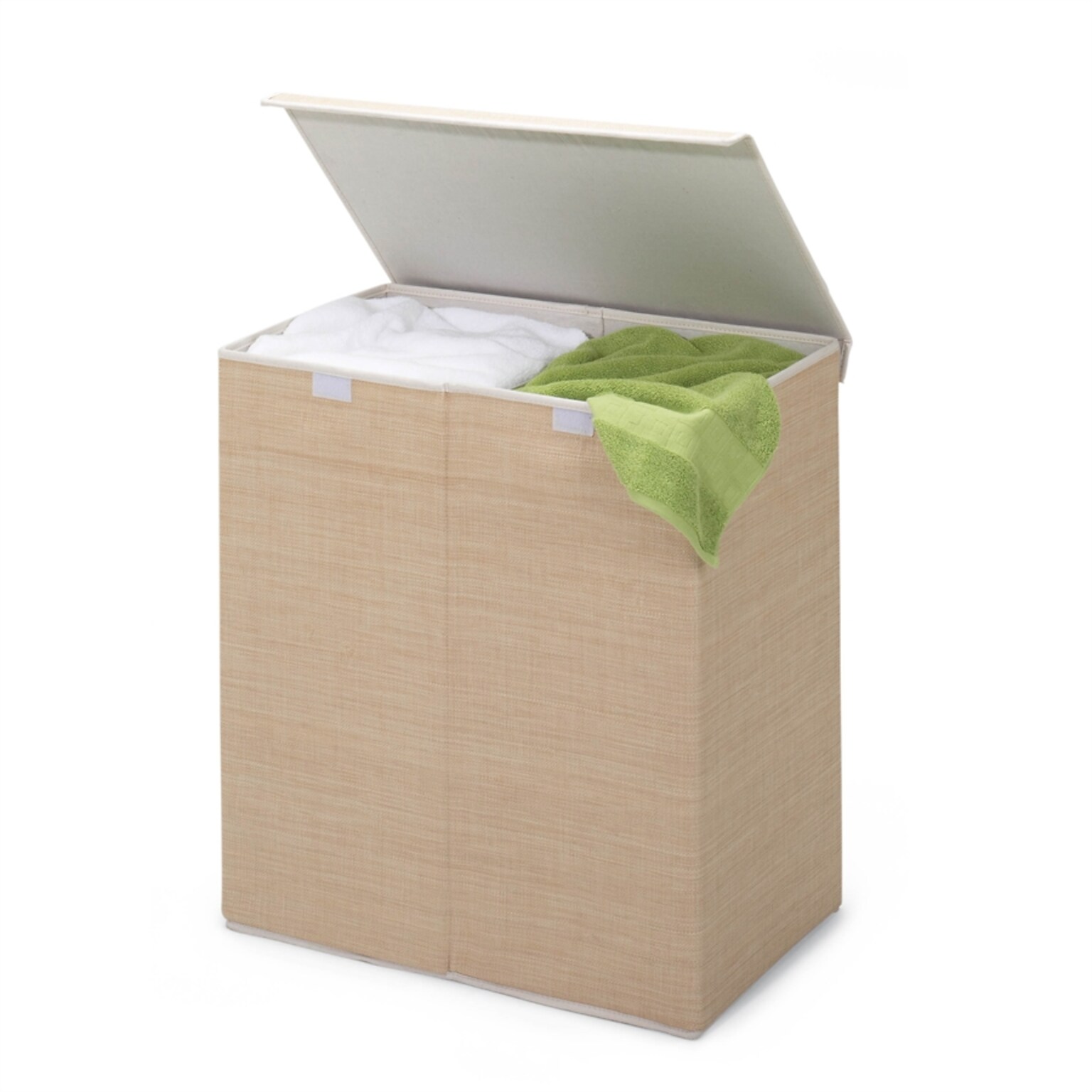 Honey Can Do Large Dual Laundry Hamper with Lid, Natural Resin (HMP-01367)