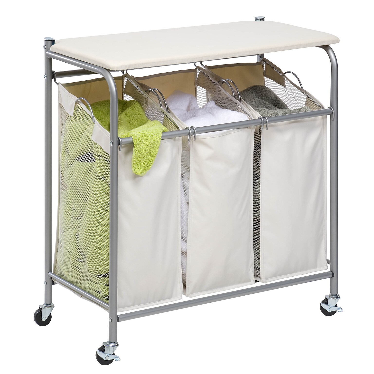 Honey Can Do Rolling Laundry Sorter with Ironing Board (SRT-01196)