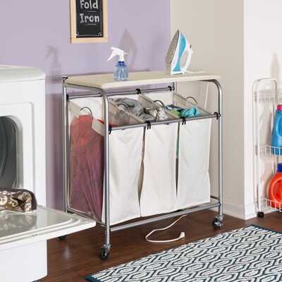 Honey Can Do Rolling Laundry Sorter with Ironing Board (SRT-01196)