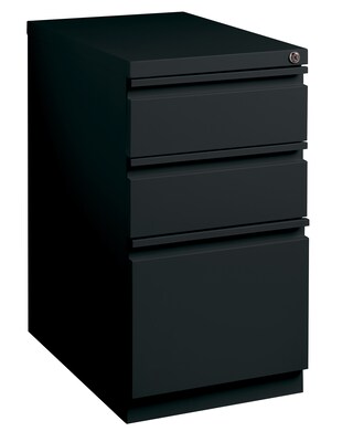 3-Drawer Mobile Pedestal File Cabinet, Letter-Size, Black, 23 Deep (19303)