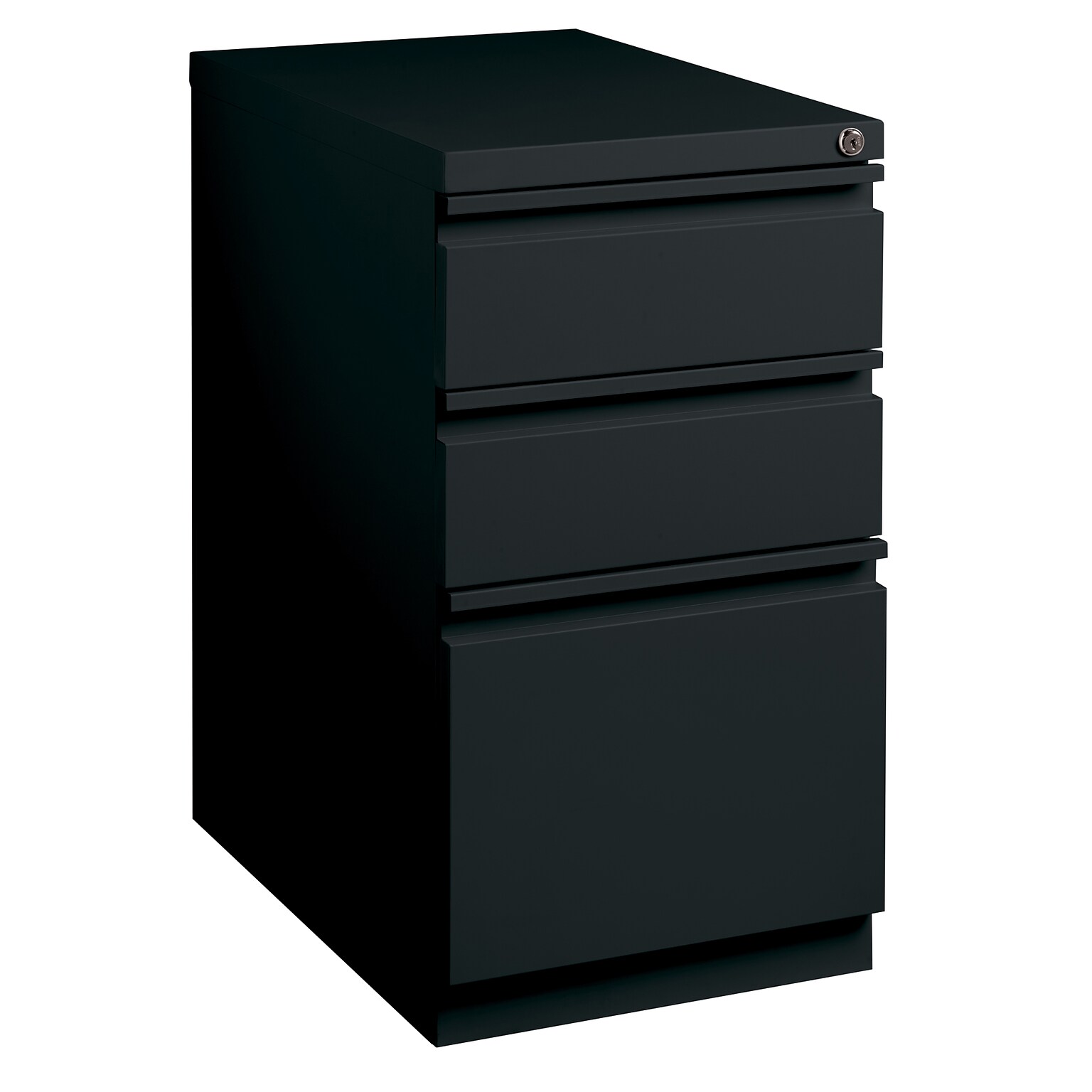 3-Drawer Mobile Pedestal File Cabinet, Letter-Size, Black, 23 Deep (19303)