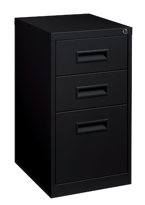 3-Drawer Mobile File Cabinet with Wheels, Black, 19 Deep (19528)