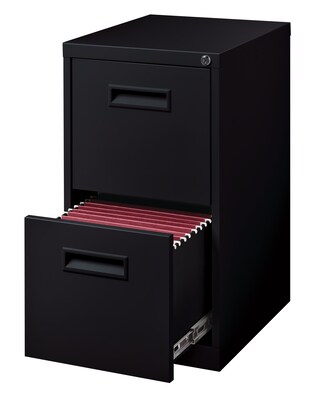 2-Drawer File Cabinet with Concealed Wheels, Black, 19 Deep (19531)