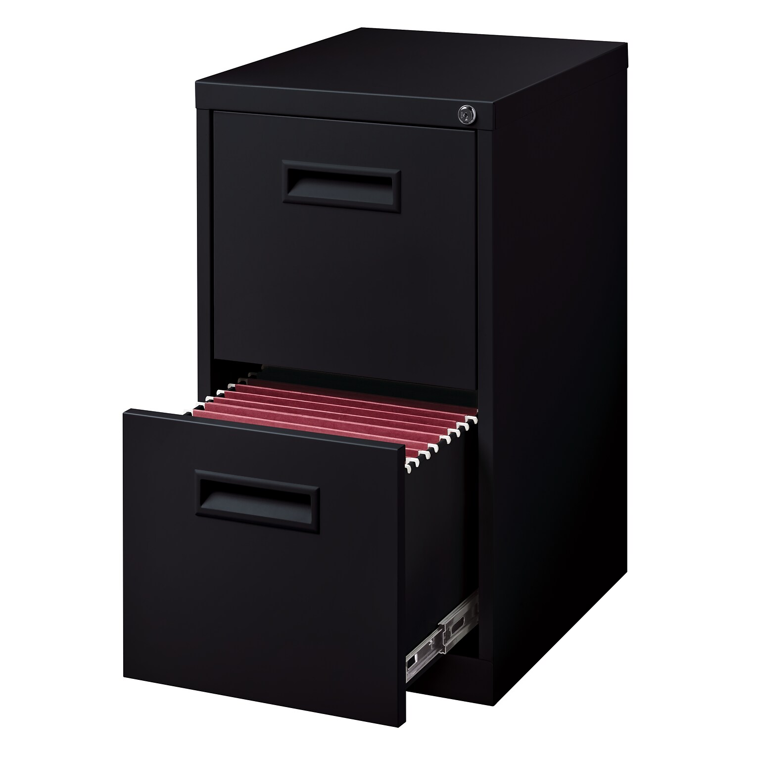 2-Drawer File Cabinet with Concealed Wheels, Black, 19 Deep (19531)