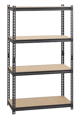 Iron Horse 2300 lb. Rivet Series 4-Shelf Metal/Particle Board Shelving Unit, 36 W, Black (20991)