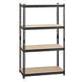 Iron Horse 2300 lb. Rivet Series 4-Shelf Metal/Particle Board Shelving Unit, 36 W, Black (20991)