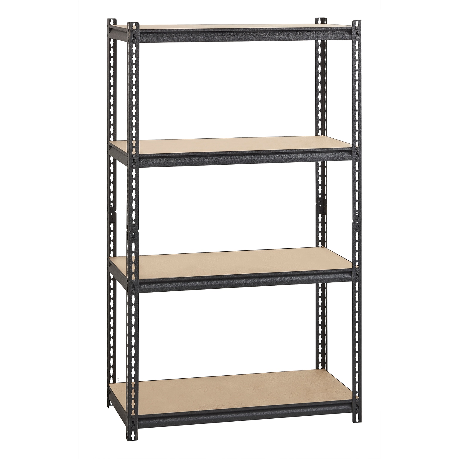 Iron Horse 2300 lb. Rivet Series 4-Shelf Metal/Particle Board Shelving Unit, 36 W, Black (20991)