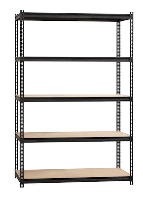 Iron Horse 2300 lb. Rivet Series 5-Shelf Metal/Particle Board Shelving Unit, 48 W, Black (20993)