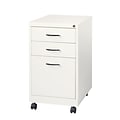 3-Drawer Metal File Cabinet on Wheels, White, 19 Deep (21028)