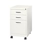 3-Drawer Metal File Cabinet on Wheels, White, 19" Deep (21028)