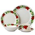 Gibson Home Poinsettia Holiday 20-Piece Ceramic  Dinnerware Set  White/Red/Green 94706.20