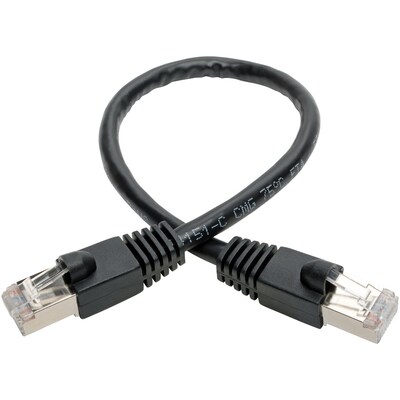 Tripp Lite Cat6a Snagless Shielded STP Patch Cable 10G, PoE, Black M/M 1ft (N262-001-BK)