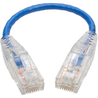 Tripp Lite Cat6 Gigabit Snagless Molded Slim UTP Patch Cable (RJ45 M/M), Blue, 6 in. (N201-S6N-BL)