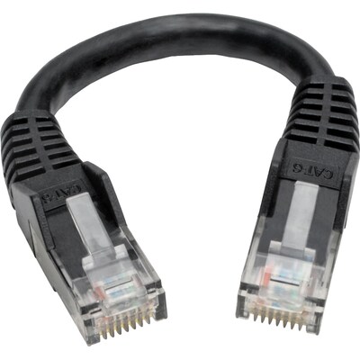 Tripp Lite Cat6 GbE Gigabit Ethernet Snagless Molded Patch Cable UTP Black RJ45 M/M 6in 6 (N201-06N