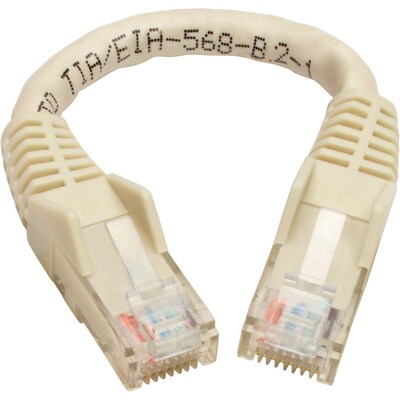 Tripp Lite Cat6 GbE Gigabit Ethernet Snagless Molded Patch Cable UTP White RJ45 M/M 6in 6 (N201-06N