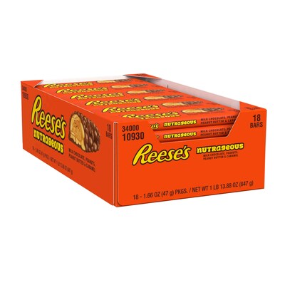 Reeses NutRageous Milk Chocolate Candy Bar, 1.66 oz., 18/Box (HEC10930)