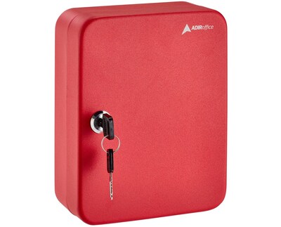 AdirOffice Key-Lock 48 Key Cabinet, Red (681-48-RED)