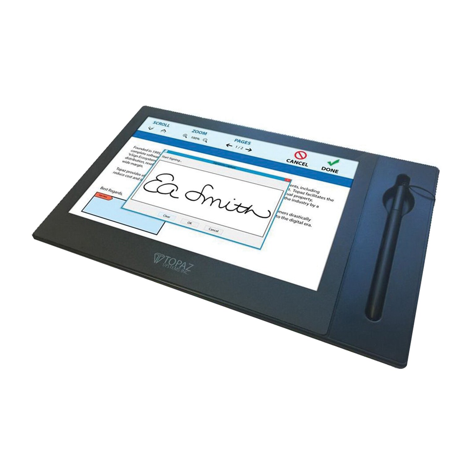 Topaz GemView TD-LBK101VA-USB-R 10.1 LCD Tablet Signature Terminal Display, Black