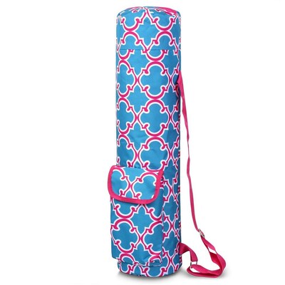 Zodaca Lightweight Durable Full-Zip Yoga Mat Gym Sports Bag with Pocket & Adjustable Shoulder Strap - Blue Quatrefoil