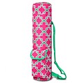 Zodaca Lightweight Durable Full-Zip Yoga Mat Gym Sports Bag with Pocket & Adjustable Shoulder Strap - Pink Quatrefoil