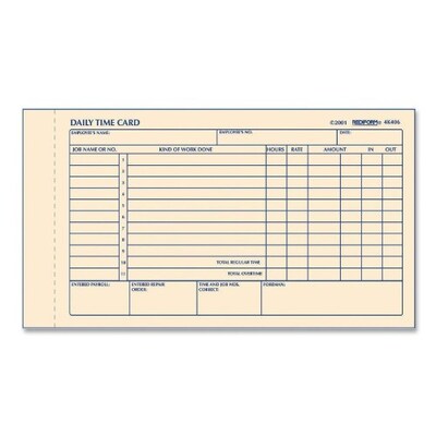 Time Card Pads, Daily, 4 1/4 x 7