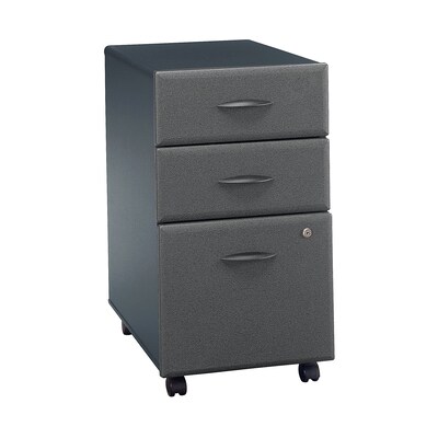 Bush Business Furniture Cubix 3 Drawer Mobile File Cabinet, Slate, Installed (WC84853PSUFA)
