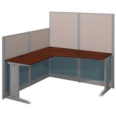 Bush Business Furniture Office in an Hour 65W x 65D L Shaped Cubicle Workstation, Hansen Cherry, Installed (WC36494-03KFA)