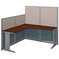 Bush Business Furniture Office in an Hour 65W x 65D L Shaped Cubicle Workstation, Hansen Cherry, Installed (WC36494-03KFA)