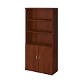 Bush Business Furniture Westfield Elite 36W 5 Shelf Bookcase with Doors, Hansen Cherry, Installed (SRE221HCFA)