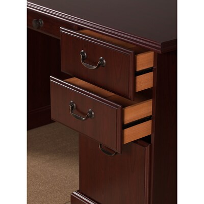 kathy ireland® Home by Bush Furniture Bennington Manager's Desk and Credenza, Harvest Cherry (BNT006CS)