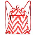 Zodaca Lightweight Sling Drawstring Bag Foldable Backpack Sports Gym Fitness - Chevron Tie Dye Red