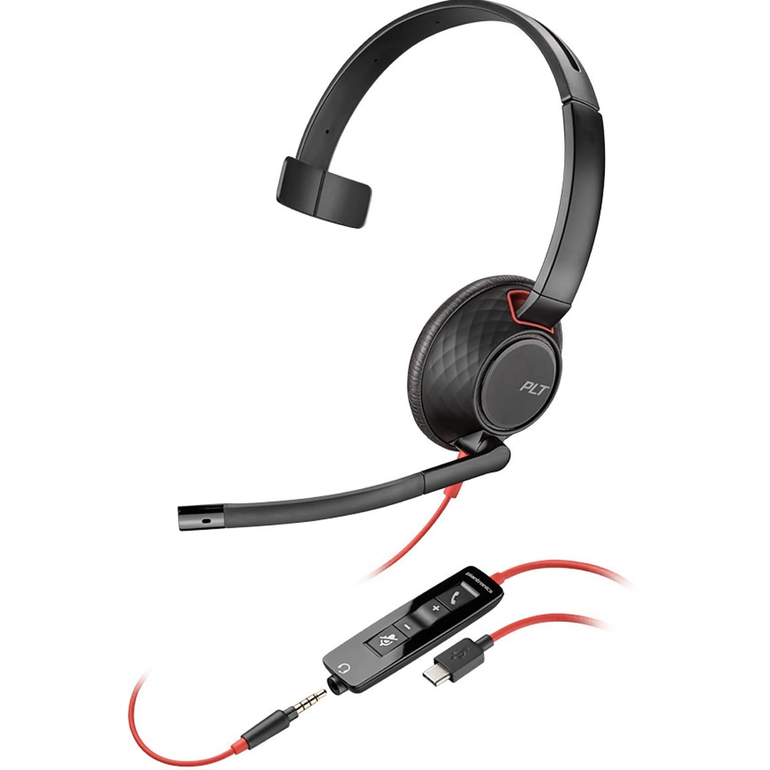 Plantronics Blackwire 5200 Wired Noise Canceling Mono On Ear Computer Headset, Black (207587-01)