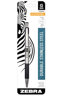 Zebra Retractable Gel Pen, Medium Point, 0.7mm, Black Ink (41311)