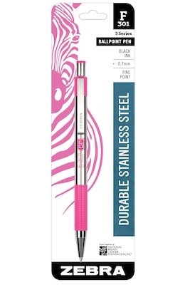 Zebra Pen F-301 BCA Retractable Ballpoint Pen, Fine Point, Black (ZEB 37111)
