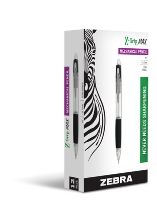 Zebra Pen Z-Grip Max Mechanical Pencil, Black Dozen (52610)