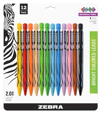 Zebra Cadoozles Mechanical Pencil, 2mm, #2 Hard Lead, Dozen (52812)