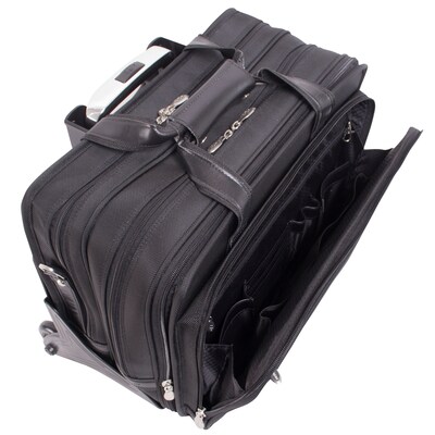 McKlein Roosevelt, Patented Detachable Wheeled Laptop Briefcase, Tech-Lite Ballistic Nylon, Black (74555)