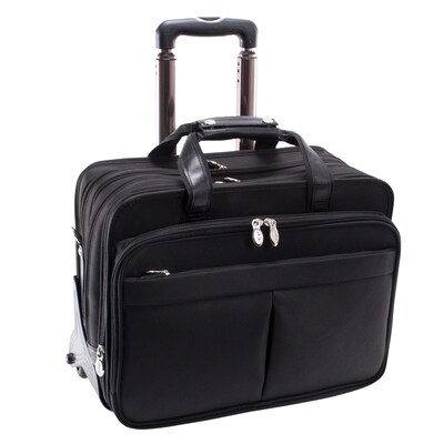 McKlein Roosevelt, Patented Detachable Wheeled Laptop Briefcase, Tech-Lite Ballistic Nylon, Black (74555)