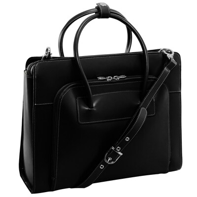 McKlein Lake Forest Ladies' Laptop Briefcase, Top Grain Cowhide Leather, Black (94335)